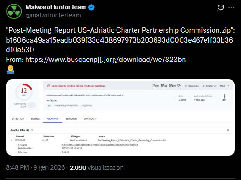 @malwarehunterteam post