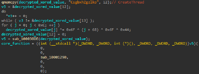 plugx string CreateThread decryption